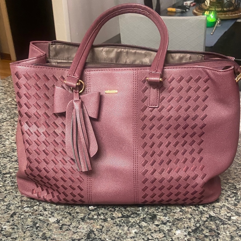 Lovevook burgundy large handbag purse laptop tote with bow